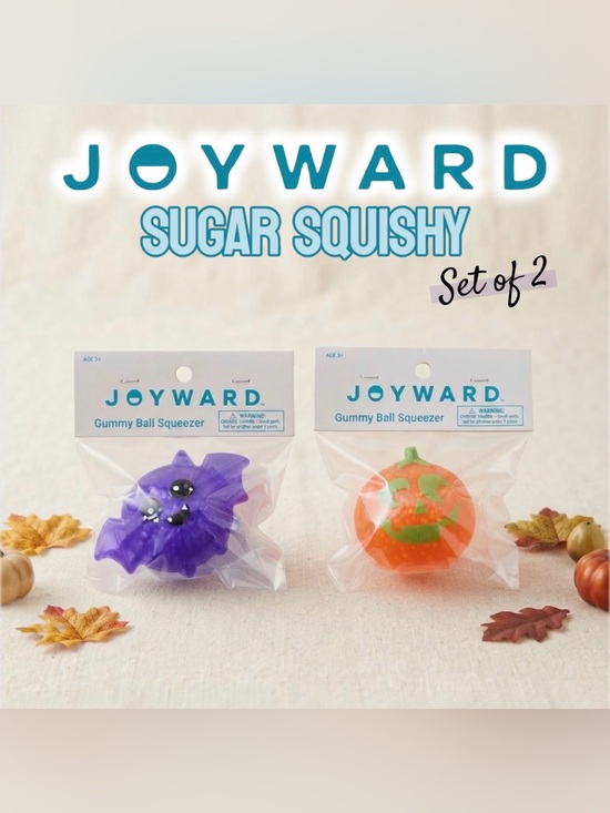 Joyward Other - Joyward Halloween Gummy Ball Squeezer Lot of 2 Purple Bat & Orange Pumpkin NIP
